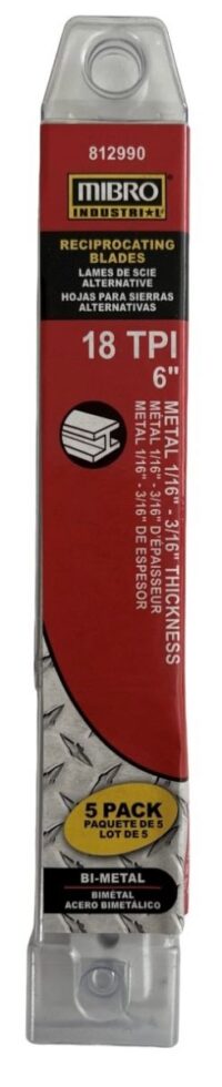 C-812990  Mibro 5Pk 6" 18TPI Reciprocating Blades